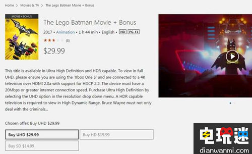 超清蓝光功能有用啦 Xbox商店开卖《乐高蝙蝠侠》 4K Xbox 乐高蝙蝠侠 电玩迷资讯  第1张