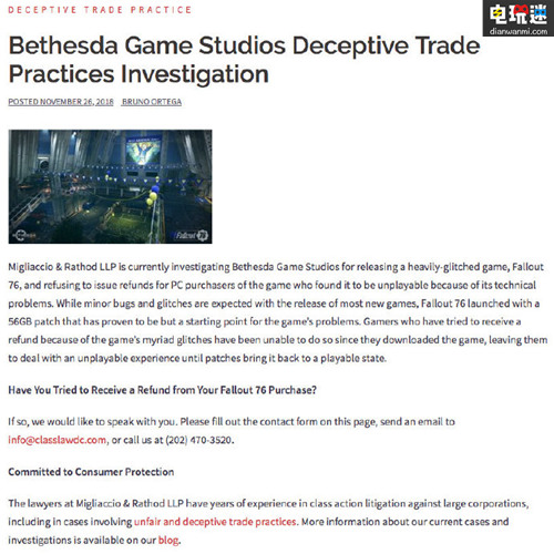 《辐射76》因游戏鼓掌或惹来官司？美国律师事务所计划调查B社 IGN 辐射76 电玩迷资讯  第2张