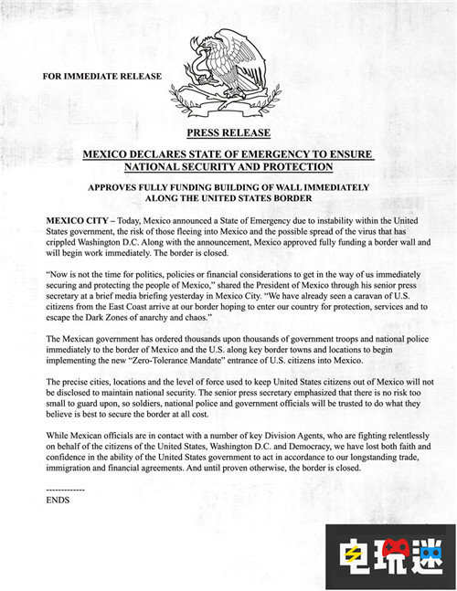 育碧不长教训《全境封锁2》调侃美墨修墙 育碧 全境封锁2 电玩迷资讯  第2张