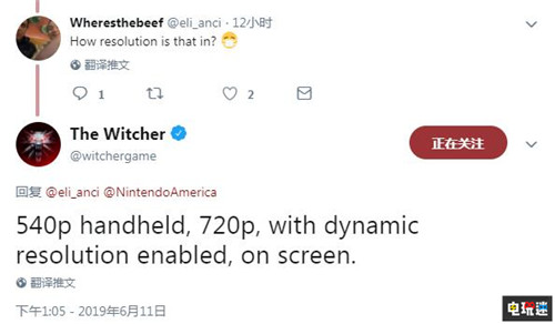 E3：Switch版《巫师3》主机模式720P 手持模式540P 巫师3：狂猎 CDPR 任天堂 Switch E3 2019 任天堂SWITCH  第2张