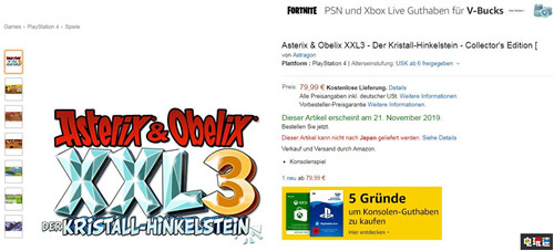 德国亚马逊泄露《高卢英雄传XXL3：水晶立石》发售日 PS4 Switch 高卢历险记XXL3 高卢历险记 阿斯泰里克斯历险记XXL3：水晶立石 电玩迷资讯  第1张