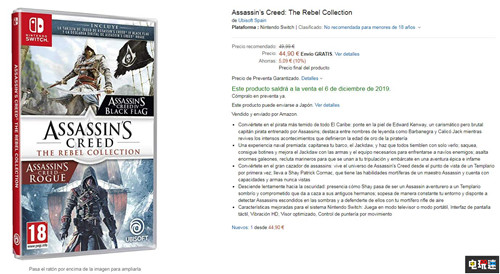 NS《刺客信条：叛逆者合集》实体版将采用半实体半下载形式 育碧 Switch 刺客信条：叛变 刺客信条：黑旗 刺客信条：叛逆者合集 任天堂SWITCH  第2张