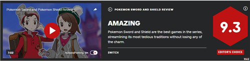 《宝可梦：剑/盾》全球媒体评分解禁 IGN打出9.3 MC综合81分 游戏评分 GameFreak 任天堂 Switch 精灵宝可梦 宝可梦：剑盾 任天堂SWITCH  第3张