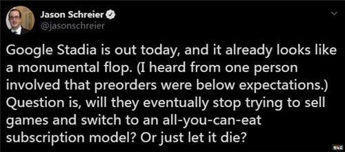Kotaku称谷歌Stadia预售量并未获得成功 云游戏 Stadia Google 谷歌 电玩迷资讯  第2张