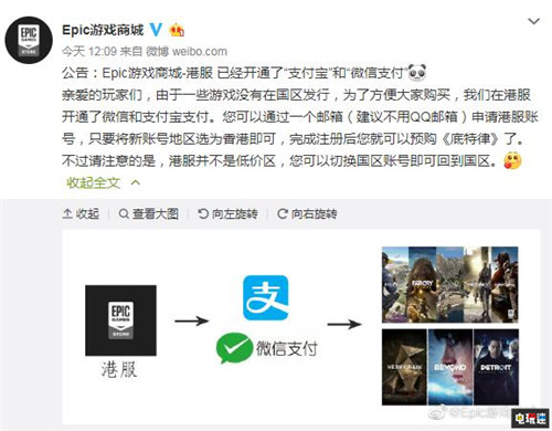 Epic商店港服开通支付宝与微信支付 底特律：变人 超凡双生 暴雨 微信支付 支付宝 Epic商店 电玩迷资讯  第2张