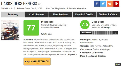 《暗黑血统：创世纪》MC评分77 剑走偏锋有好有坏 Metacritic MC评分 评分 IGN 暗黑血统：创世纪 电玩迷资讯  第2张