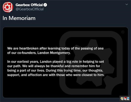 《无主之地》开发商Gearbox联合创始人离世享年46岁 Landon Montgomery 007夜火 战火兄弟连 无主之地 Gearbox 电玩迷资讯  第2张