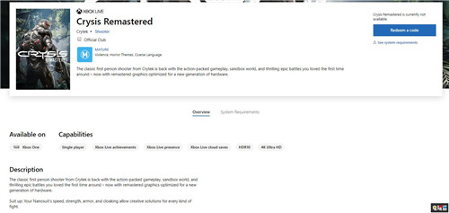 微软商店泄露《孤岛危机：高清版》将于7月23日发售 显卡危机 Crytek 孤岛危机：高清版 电玩迷资讯  第2张