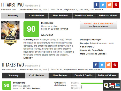 暴躁老哥新作《双人成行》MC综评90分 优秀的合作游戏 游戏评分 MC评分 Josef Fares 双人合作 EA 双人成行 电玩迷资讯  第2张