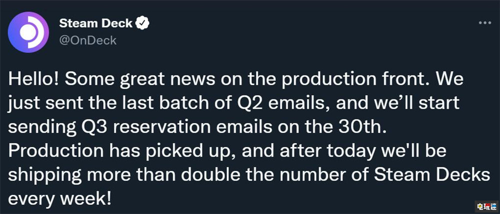 好起来了 V社宣布掌机Steam Deck每周产量翻倍 Valve 掌机 Steam Deck Steam STEAM/Epic  第2张