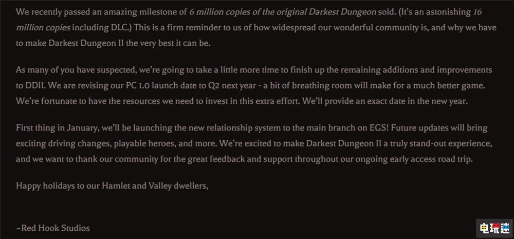 《暗黑地牢2》正式版跳明年Q2 初代销量破600万 单机游戏 Roguelike 肉鸽 Epic 暗黑地牢2 STEAM/Epic  第2张