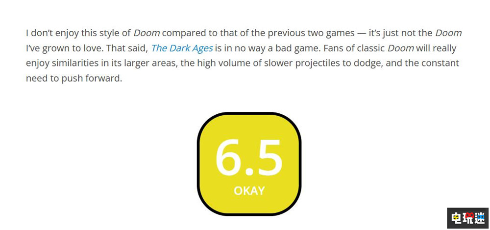 《毁灭战士：黑暗时代》MTC综分：85分 手撕恶魔依旧爽快 微软 Xbox 游戏评分.FPS DOOM 黑暗时代 毁灭战士 电玩迷资讯  第7张