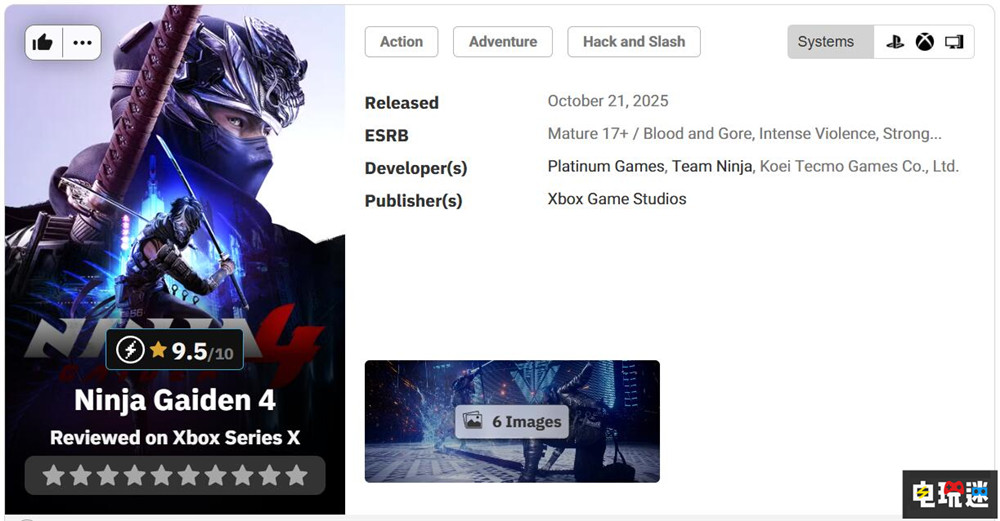 《忍者龙剑传4》MTC：83分 爽快高速战斗回归 Metacritic MTC 游戏评分 白金工作室 光荣特库摩 动作游戏 忍者龙剑传4 电玩迷资讯  第3张